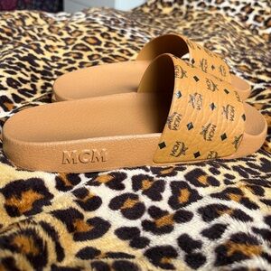 Authentic MCM Tan Slide Sandals - Size 37 (New w/o Tags)